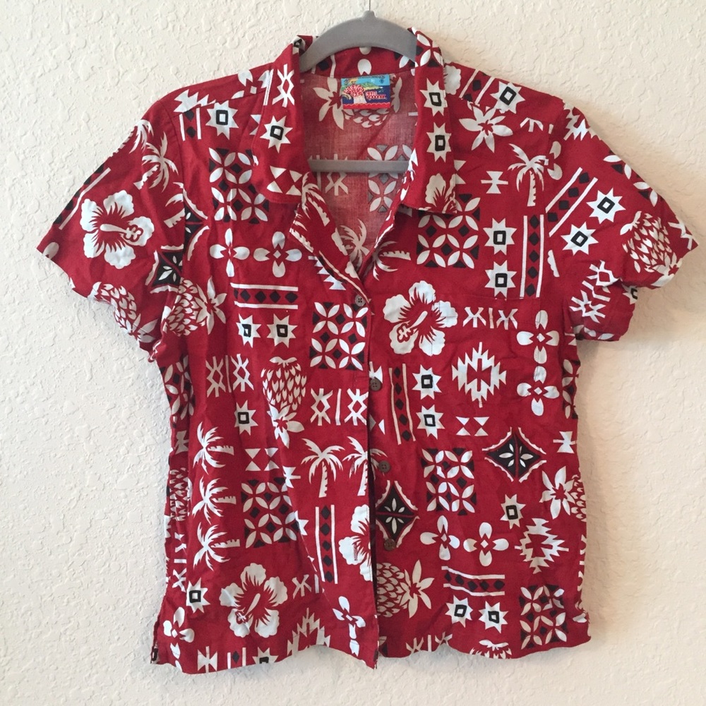 Reyn Spooner Red Button Down Hawaiian Shirt